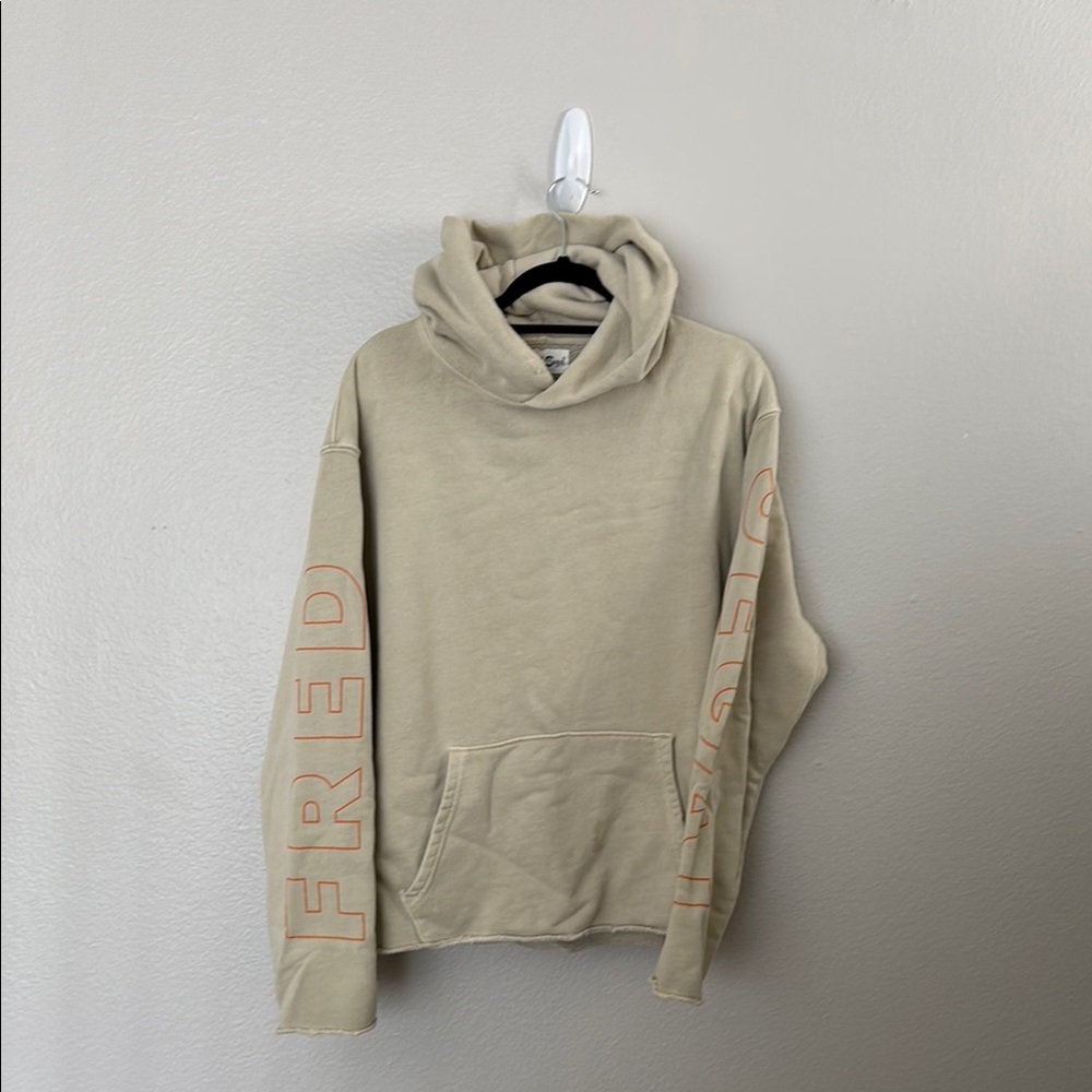Fred Segal Beige Hoodie with Orange Lettering